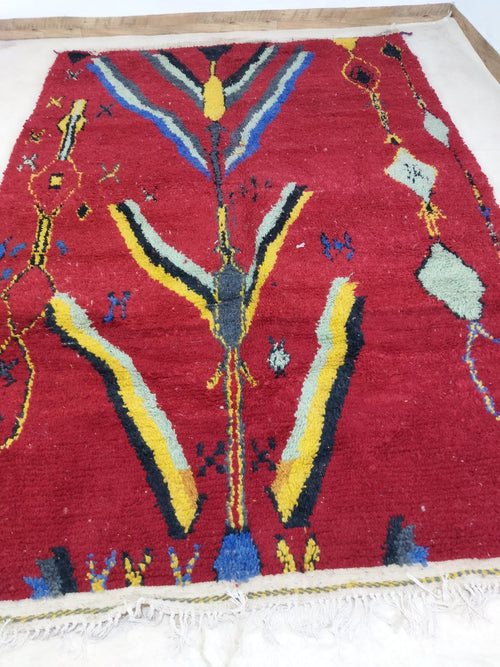 MyTindy Moroccan rug Style Red Azilal rug 6x10 ft Handmade rug Berber rug