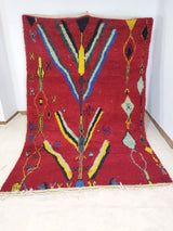 MyTindy Moroccan rug Style Red Azilal rug 6x10 ft Handmade rug Berber rug, view 6