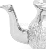MyTindy Moroccan Serving TeaPot Handmade Of Brass Silver Plated Hand Carved In Fes Morocco (8 Oz without Legs), view 5