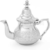 MyTindy Moroccan Serving TeaPot Handmade Of Brass Silver Plated Hand Carved In Fes Morocco (8 Oz without Legs), view 6