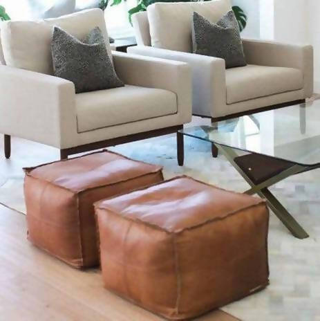 MyTindy Moroccan Square Pouf Coffee Table, Set Of 2