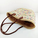 MyTindy Moroccan Straw Bag Covered With Multicolored Sequins, view 3