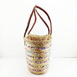 MyTindy Moroccan Straw Bag Covered With Multicolored Sequins, view 4