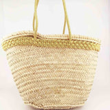 MyTindy Moroccan Straw Bag Tote Basket with Gold Pompom, view 4