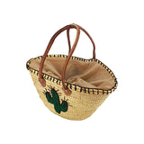 MyTindy Moroccan Straw Beach Bag Basket with Cactus, view 3