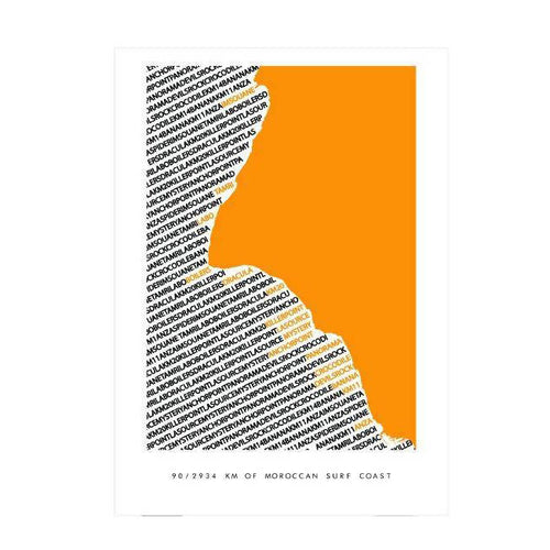 MyTindy 90/2034 Km Moroccan Surf Coast by G.M - Poster