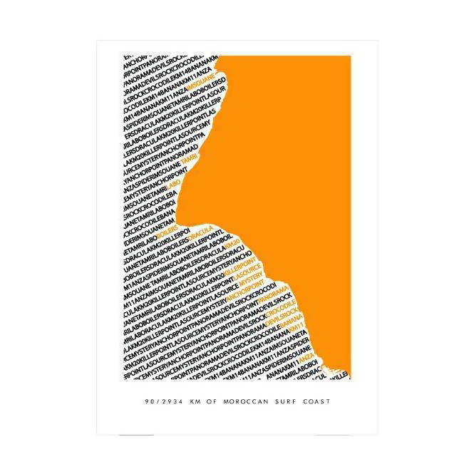 MyTindy 90/2034 Km Moroccan Surf Coast by G.M - Poster