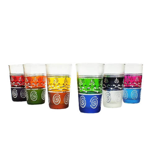 MyTindy Moroccan Tea Glasses Set Of 6 Assorted Colors﻿