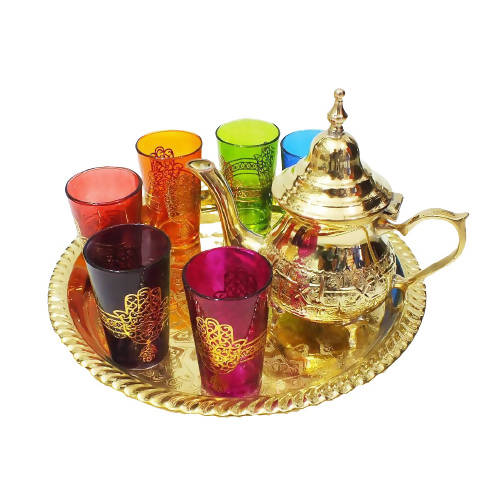 MyTindy Moroccan Tea Set Gold, Set Of 8