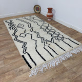 MyTindy Moroccan Vintage Rug 4x9 Ft, Morocco Rug, Moroccan Carpet, Handmade Rug, Oriental Carpet, Beni Ourain Carpet, Moroccan Vintage 4x9ft, view 2