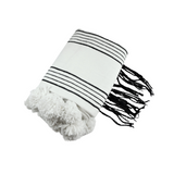 MyTindy Moroccan White Blanket With Black Stripes, view 3