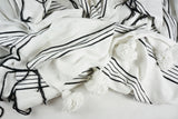 MyTindy Moroccan White Blanket With Black Stripes, view 4