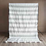 MyTindy Moroccan White Blanket With Black Stripes, view 5