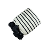 MyTindy Moroccan White Blanket With Dark Blue Stripes, view 3