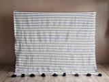 MyTindy Moroccan White Blanket With Dark Blue Stripes, view 5