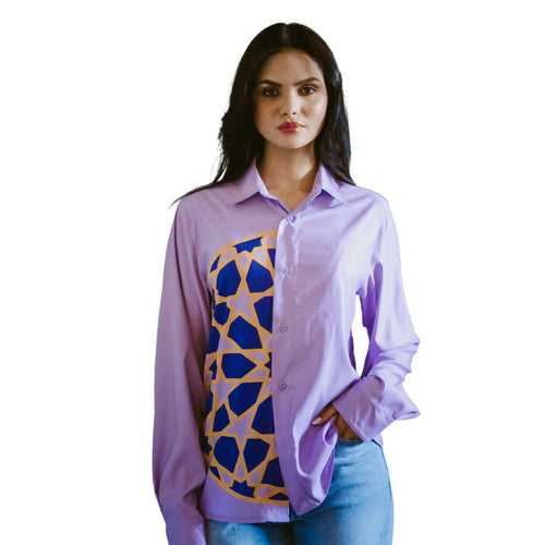 MyTindy Moroccan Women Button Shirt Mosaic