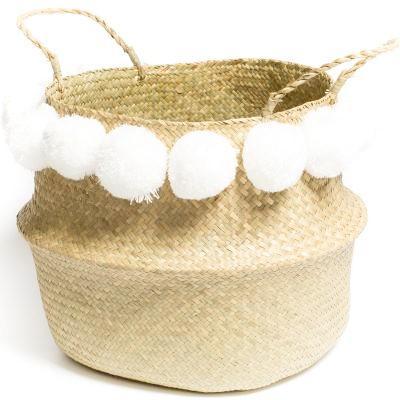 MyTindy Moroccan Woven Wicker Belly Basket for Storage Plant Pot Basket and Laundry