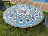 MyTindy Mosaic Cocktail and dining Tables for Outdoor & Indoor round 100% handcrafted from Moroccan tiles, view 2