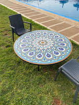 MyTindy Mosaic Cocktail and dining Tables for Outdoor & Indoor round 100% handcrafted from Moroccan tiles, view 3