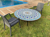 MyTindy Mosaic Cocktail and dining Tables for Outdoor & Indoor round 100% handcrafted from Moroccan tiles, view 4
