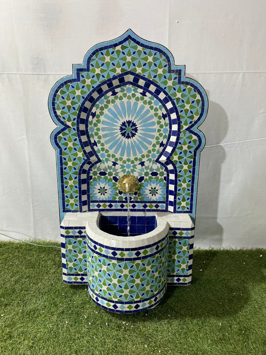 MyTindy Mosaic Fountain for Outdoor and Indoor, Mid Century Fountain water inside, Garden Moroccan Mosaic Fountain