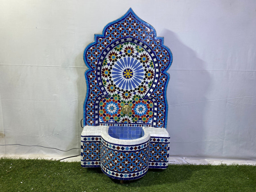 MyTindy Mosaic Fountain for Outdoor Indoor Mid Century Fountain water inside Moroccan Mosaic Fountain