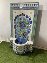MyTindy Mosaic Fountain Mandala design for Outdoor and Indoor, Mid Century Fountain water inside, Moroccan Mosaic Fountain, view 2