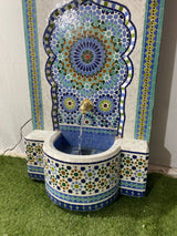 MyTindy Mosaic Fountain Mandala design for Outdoor and Indoor, Mid Century Fountain water inside, Moroccan Mosaic Fountain, view 3