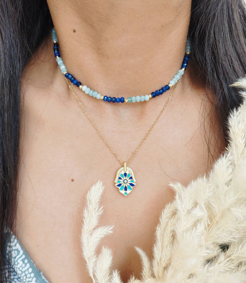 MyTindy Mosaic Necklace (Blue)