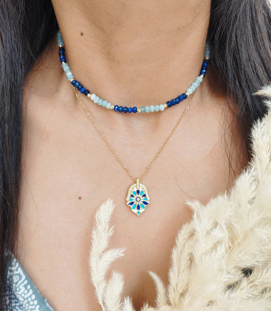 MyTindy Mosaic Necklace (Blue)