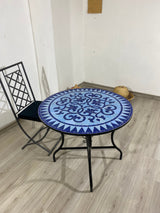 MyTindy Mosaic table  100% handcrafted tiles for outdoor and indoor Round made in Fez, CUSTOM colors and Pattern, Mid century Mosaic crafts, view 2