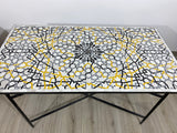 MyTindy mosaic table for indoor and outdoor platinum colors 100% handmade, Custom pattern and colors Built with mid-century modern styling., view 6