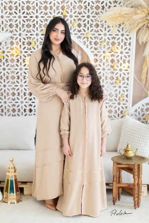 MyTindy Mother-Daughter Beige Kaftan Set – Refined Harmony
