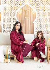 MyTindy Mother-Daughter Matching Kaftan Set in Deep Purple, view 3