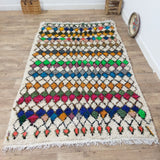 MyTindy Handmade Multicolor Rug, Multicolor Checkered Rug - Berber-style wool rug from Morocco - Modern rug, view 3
