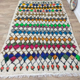 MyTindy Handmade Multicolor Rug, Multicolor Checkered Rug - Berber-style wool rug from Morocco - Modern rug, view 4