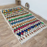 MyTindy Handmade Multicolor Rug, Multicolor Checkered Rug - Berber-style wool rug from Morocco - Modern rug, view 5