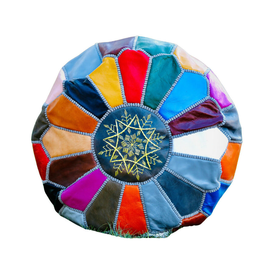 MyTindy Multicolored pouffe 100% REAL LEATHER