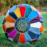 MyTindy Multicolored pouffe 100% REAL LEATHER, view 2