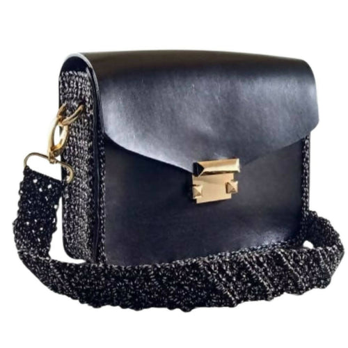 MyTindy Nada Leather and Macramé Bag