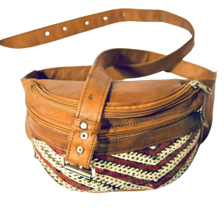 MyTindy Natural brown leather fanny pack