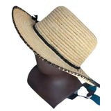 MyTindy Natural Raphia Hat with Black Braid, view 2