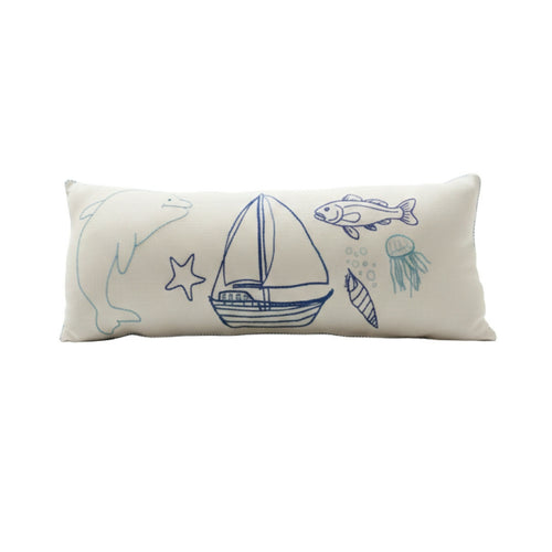 MyTindy Nautical Dreams Embroidered Lumbar Cushion - 68 x 30 cm
