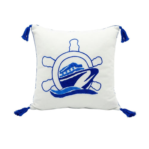 MyTindy Nautical Heritage – Hand-Embroidered Cotton Cushion