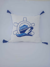 MyTindy Nautical Heritage – Hand-Embroidered Cotton Cushion, view 4