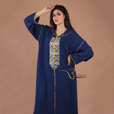MyTindy Navy Blue Embroidered Djellaba, view 2