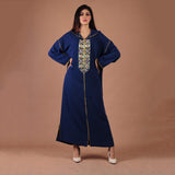 MyTindy Navy Blue Embroidered Djellaba, view 3