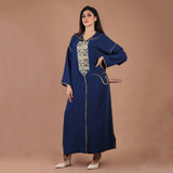 MyTindy Navy Blue Embroidered Djellaba, view 4