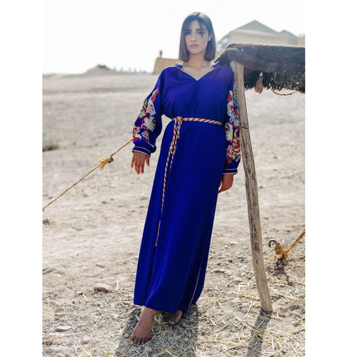 MyTindy Navy Blue Gandoura Moroccan Dress