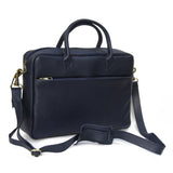MyTindy Navy Blue handmade leather computer bag, view 3